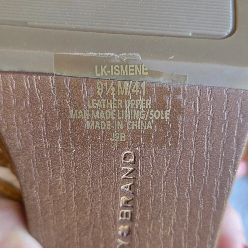 NEW Lucky Brand Cognac Leather Platform Block Heel Ankle Strap Sandals 9.5‎